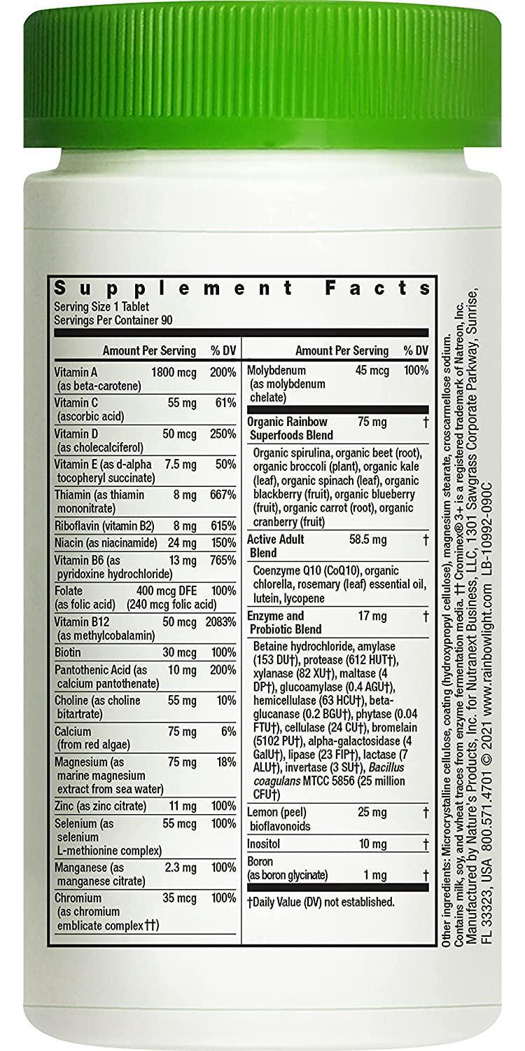 Rainbow Light Active Adult 50+ Non-GMO Project Verified Multivitamin, 90 Tablets (Package May Vary)