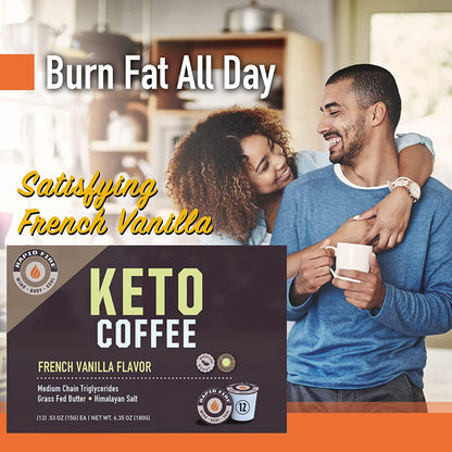 Rapid Fire Ketogenic High Performance Keto Coffee Pods, Supports Energy and Metabolism, Supports Weight Loss, Ketogenic Diet, French Vanilla, 12 Single Serve K-Cup Pod