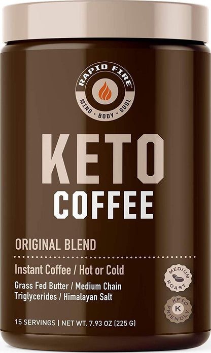 Rapid Fire Ketogenic Fair Trade Instant Keto Coffee Mix, Supports Energy and Metabolism, Weight Loss, Ketogenic Diet 7.93 oz. Canister (15 servings)