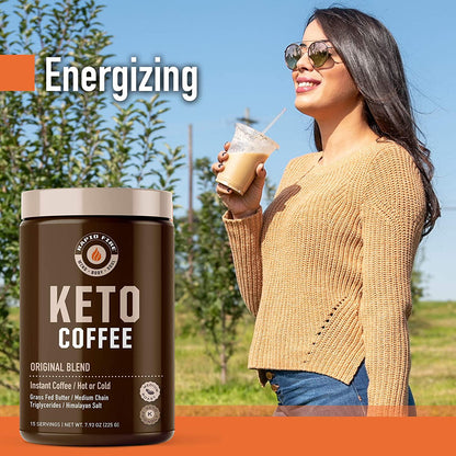 Rapid Fire Ketogenic Fair Trade Instant Keto Coffee Mix, Supports Energy and Metabolism, Weight Loss, Ketogenic Diet 7.93 oz. Canister (15 servings)