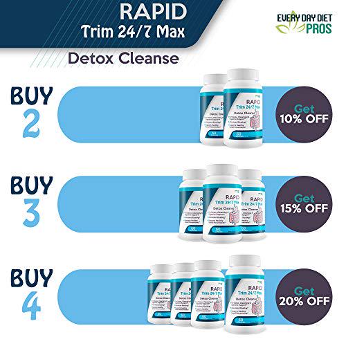 Rapid Trim 24/7 Max Detox Cleanse - Powerful Stomach, Intestine, and Colon Cleanse - Continued Supplementation Will give a Body Cleanse, Liver Cleanse, and Kidney Cleanse - Detox Cleanse Weight Loss
