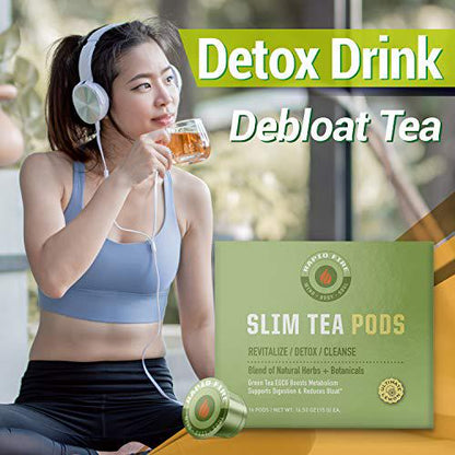 Rapidfire Slim Tea 14-Day Teatox Blend Natural Herbs and Botanicals for Weight Loss Pods, Supports Metabolism and Digestion, Reduces Bloat, 14 Count