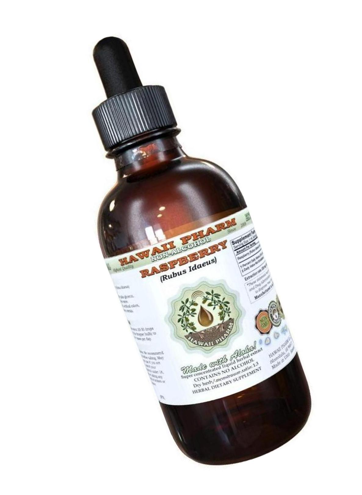 Raspberry Alcohol-Free Liquid Extract, Organic Raspberry (Rubus idaeus) Dried Leaf Glycerite Natural Herbal Supplement, Hawaii Pharm, USA 2 fl.oz