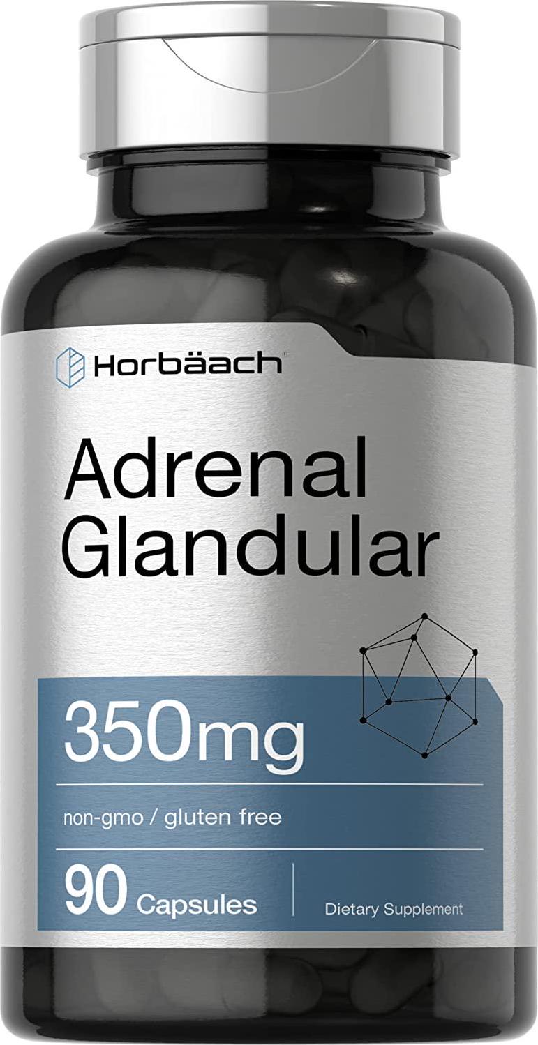 Raw Adrenal Glandular | 350 mg | 90 Capsules | Non-GMO, Gluten Free Supplement | by Horbaach