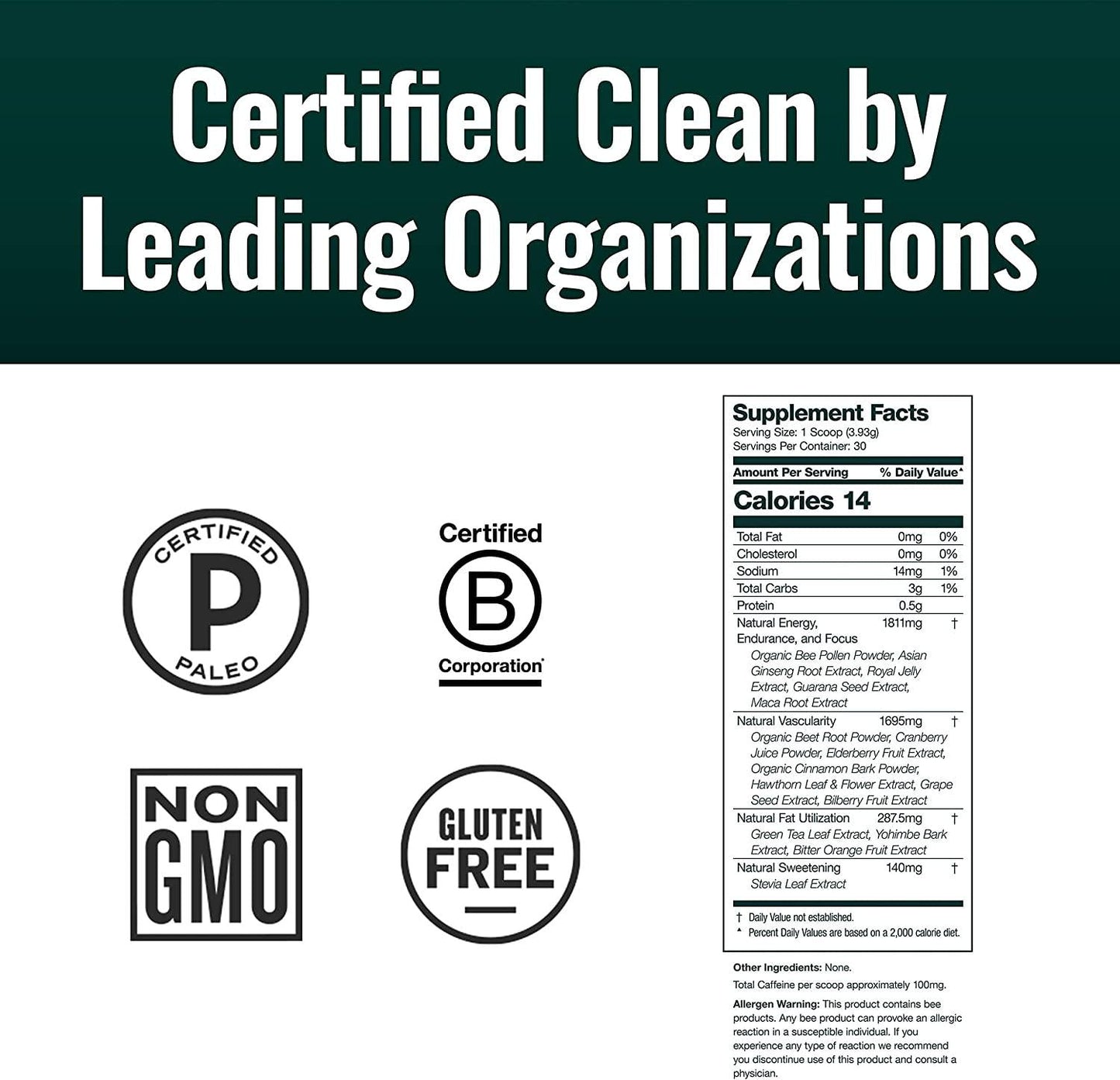 Raw Tea All Natural Pre Workout Powder, Original Flavor Best Preworkout for Men and Women Made from 15 Premium Herbs and Superfoods *Powerful Energy Booster* by Natural Force