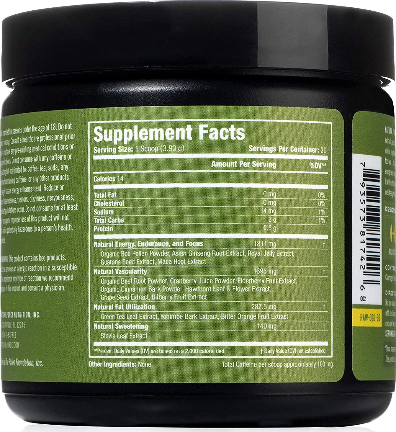 Raw Tea All Natural Pre Workout Powder, Original Flavor Best Preworkout for Men and Women Made from 15 Premium Herbs and Superfoods *Powerful Energy Booster* by Natural Force