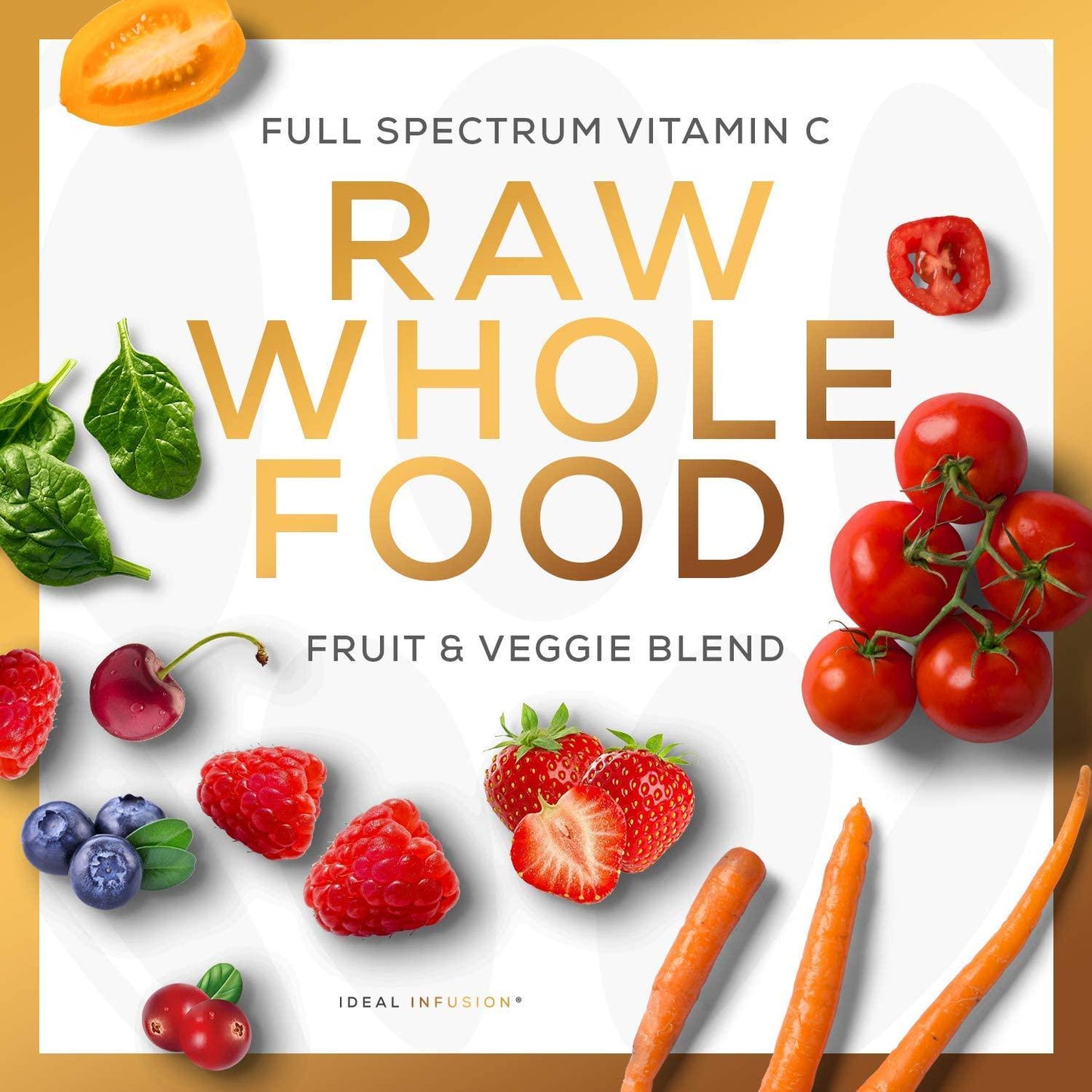 Raw Whole Food Vitamin C Complex: Organic Fruit and Veggie Blend - Immune Support - 100% Plant Based Vitamin C (2 Month Supply) Vegan