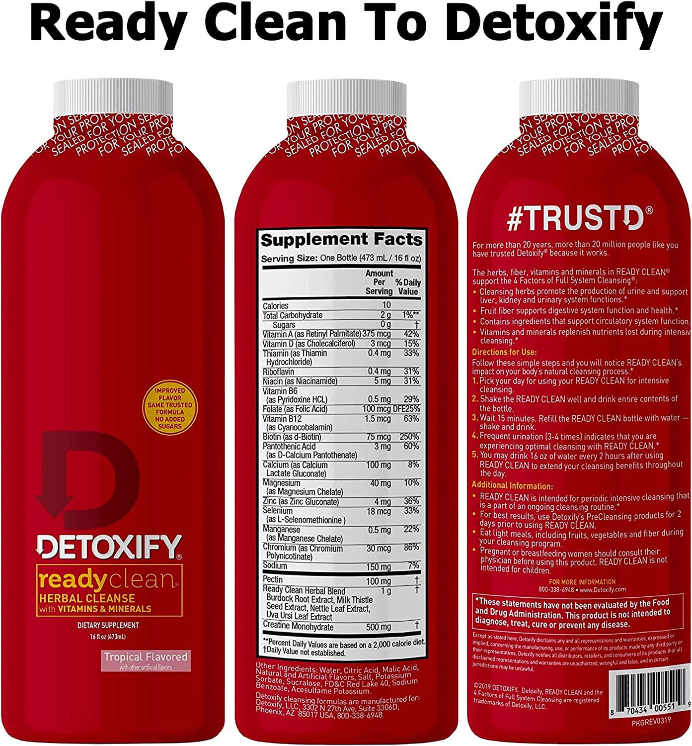 Ready Clean Detox Drink 16 oz. - Herbal Precleanse Capsules - RU Clean 6 - Pre Cleanse, Detoxify and Quick Flush Your Body - Fast Professionally Formulated 1 Hour RU Clean Detoxify Kit