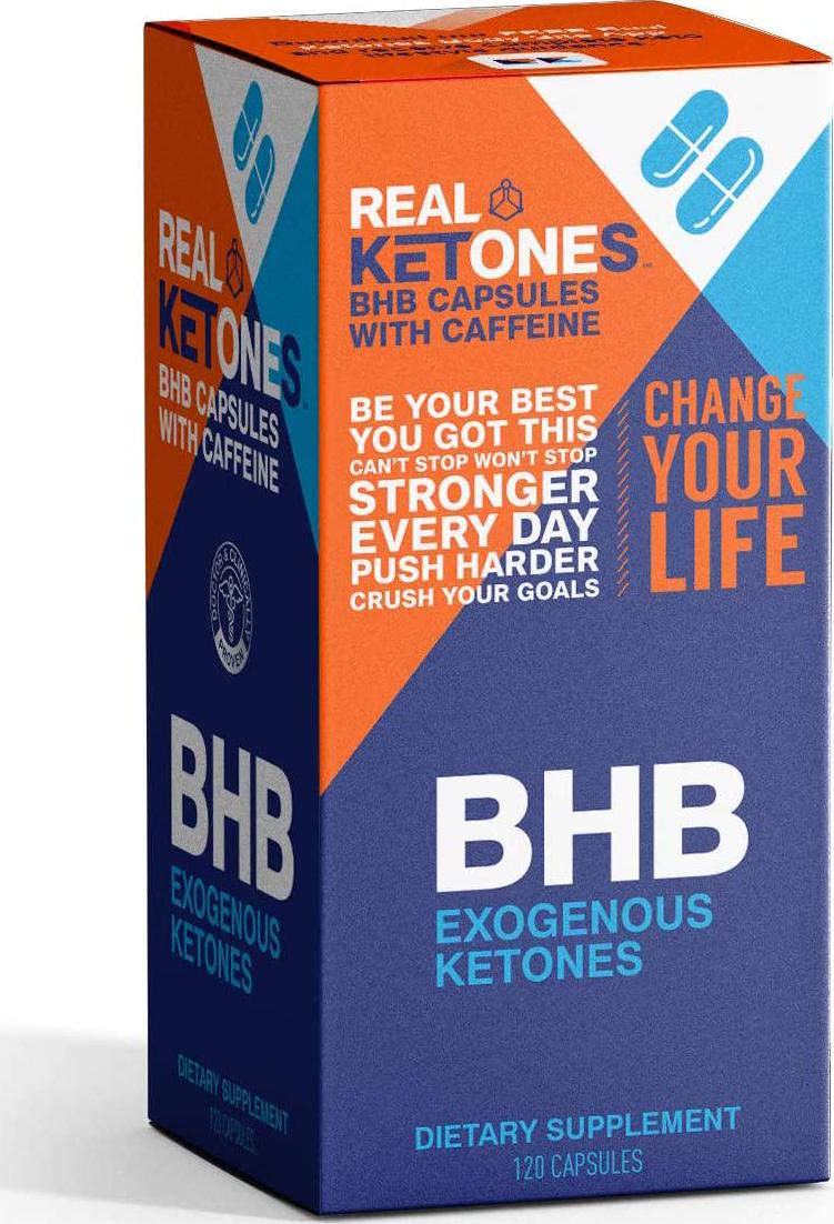 Real Ketones - Day Time AM Caffeine Keto Pills - BHB Exogenous Ketones Capsules, Energy, Focus and Rapid Ketosis (30 Servings)