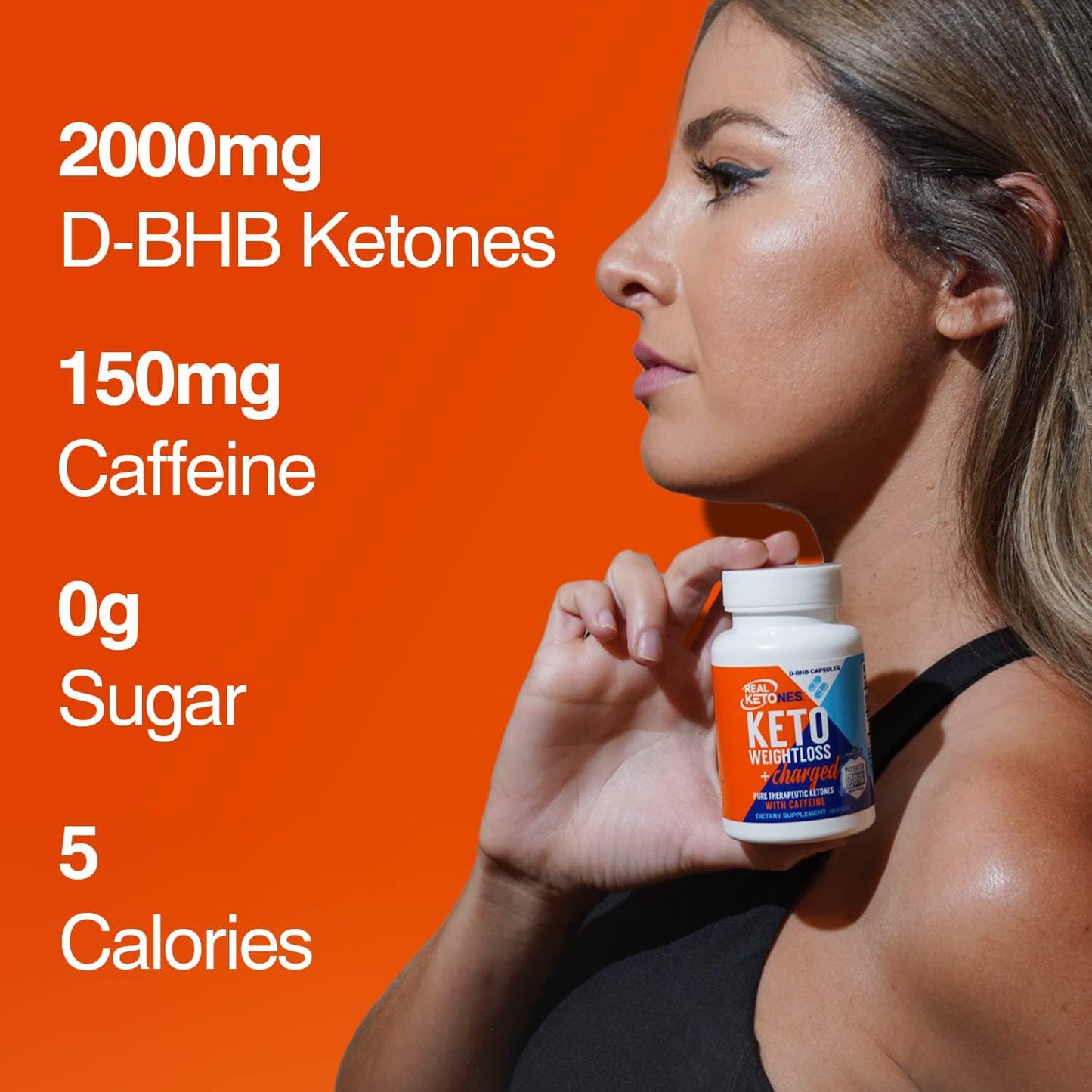 Real Ketones - Day Time AM Caffeine Keto Pills - BHB Exogenous Ketones Capsules, Energy, Focus and Rapid Ketosis (30 Servings)