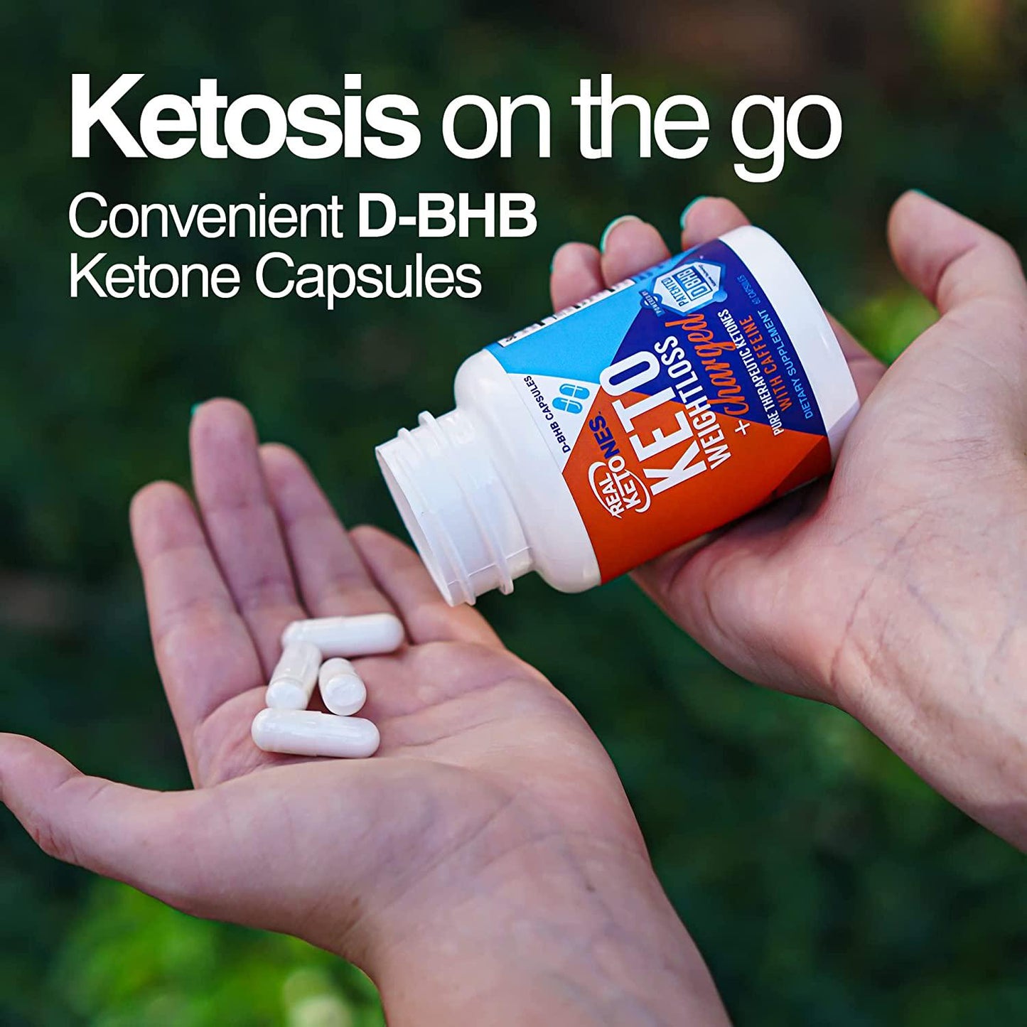 Real Ketones - Day Time AM Caffeine Keto Pills - BHB Exogenous Ketones Capsules, Energy, Focus and Rapid Ketosis (30 Servings)