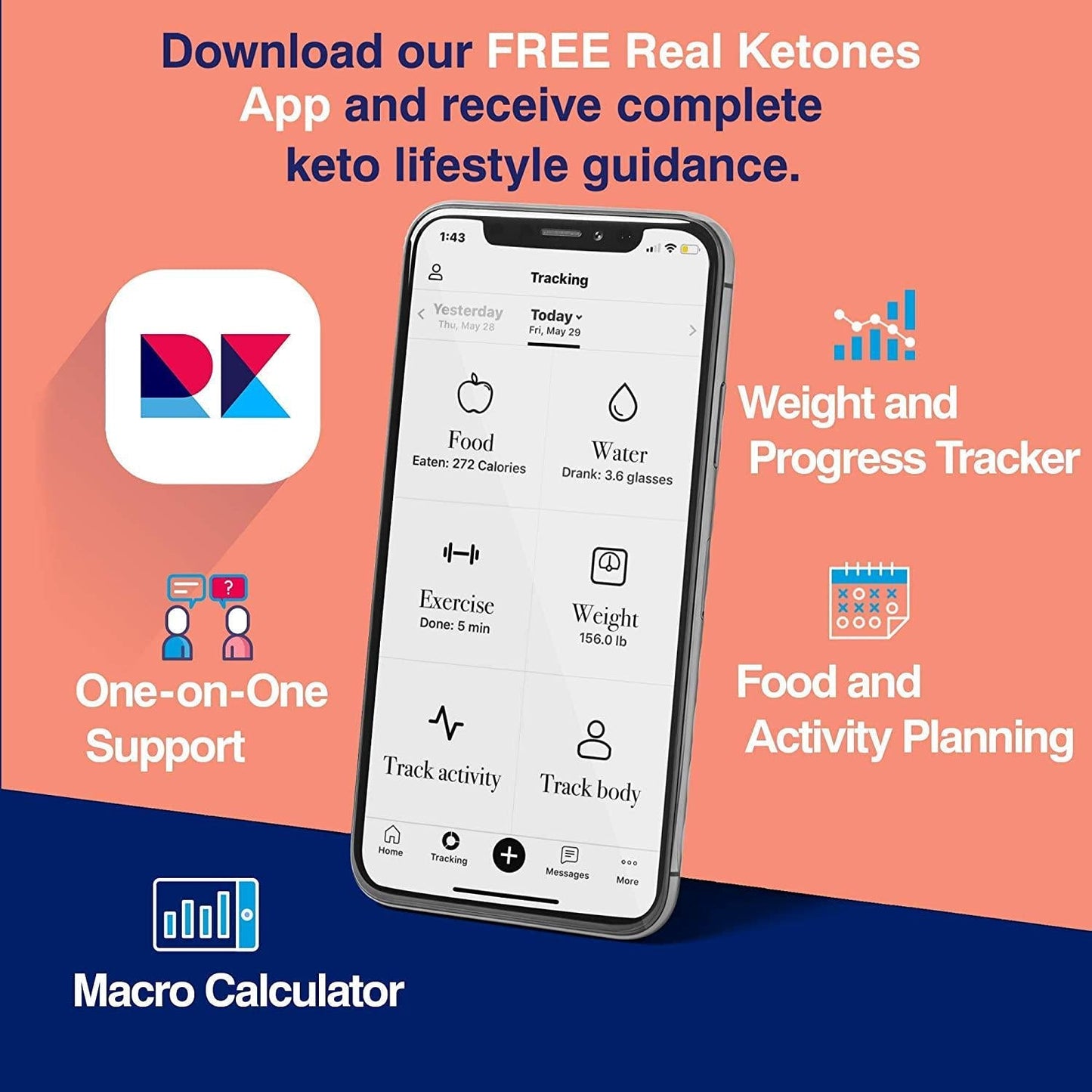 Real Ketones Exogenous Keto D-BHB Powder with Caffeine- 15 Stick Packets- Drink Mix Peach Supplement with Electrolytes