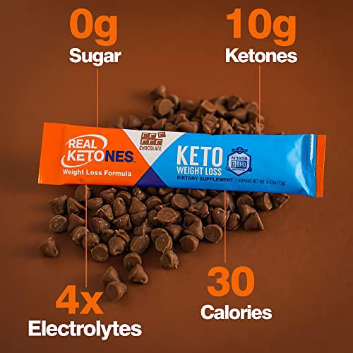 Real Ketones- Exogenous Keto D BHB + Electrolytes- Drink Mix Supplement Powder- 30 Packets - Chocolate