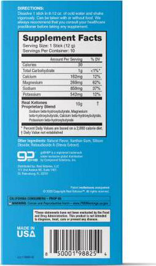 Real Ketones- Exogenous Keto D BHB + Electrolytes- Drink Mix Supplement Powder- 30 Packets - Chocolate