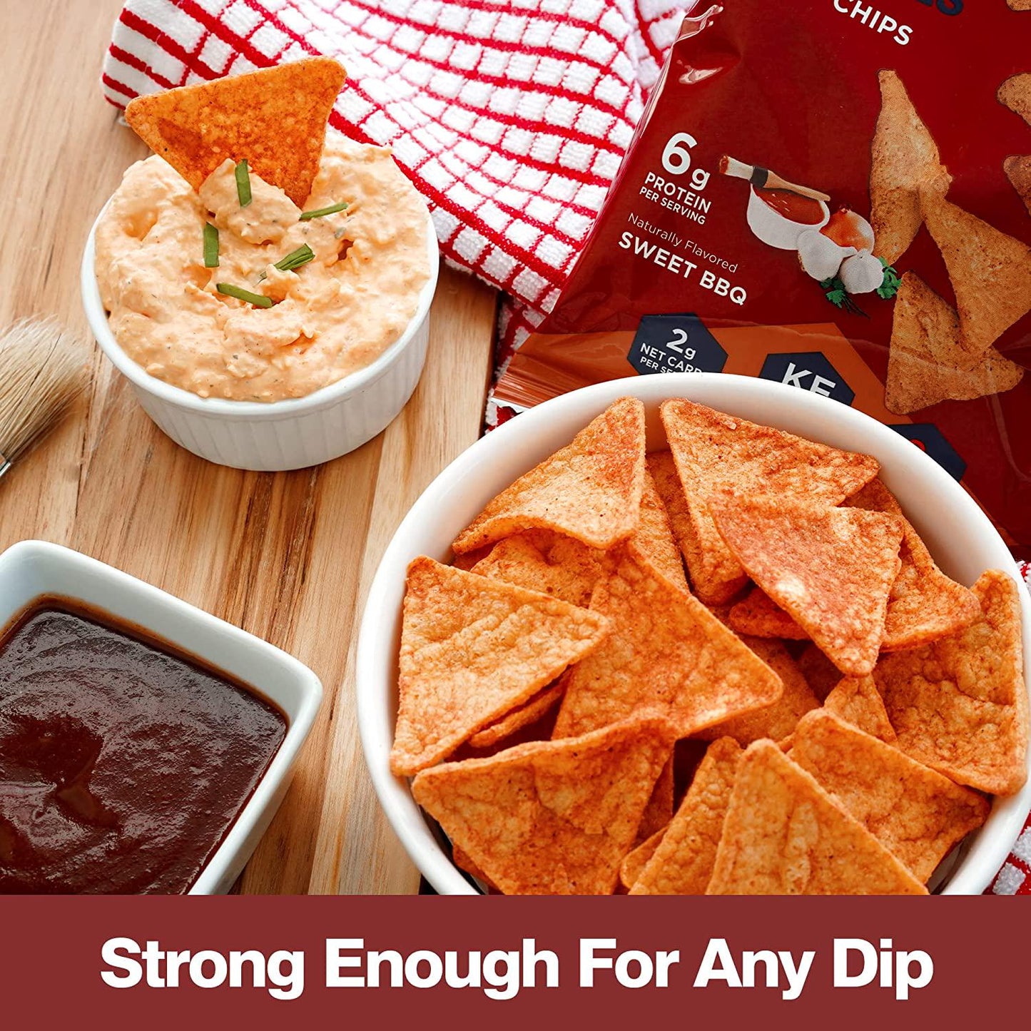 Real Ketones - Keto Protein Chips with MCT, Tortilla Style, Sweet BBQ Flavor, 8 Pack, Low Carb Food, No Sugar Snack