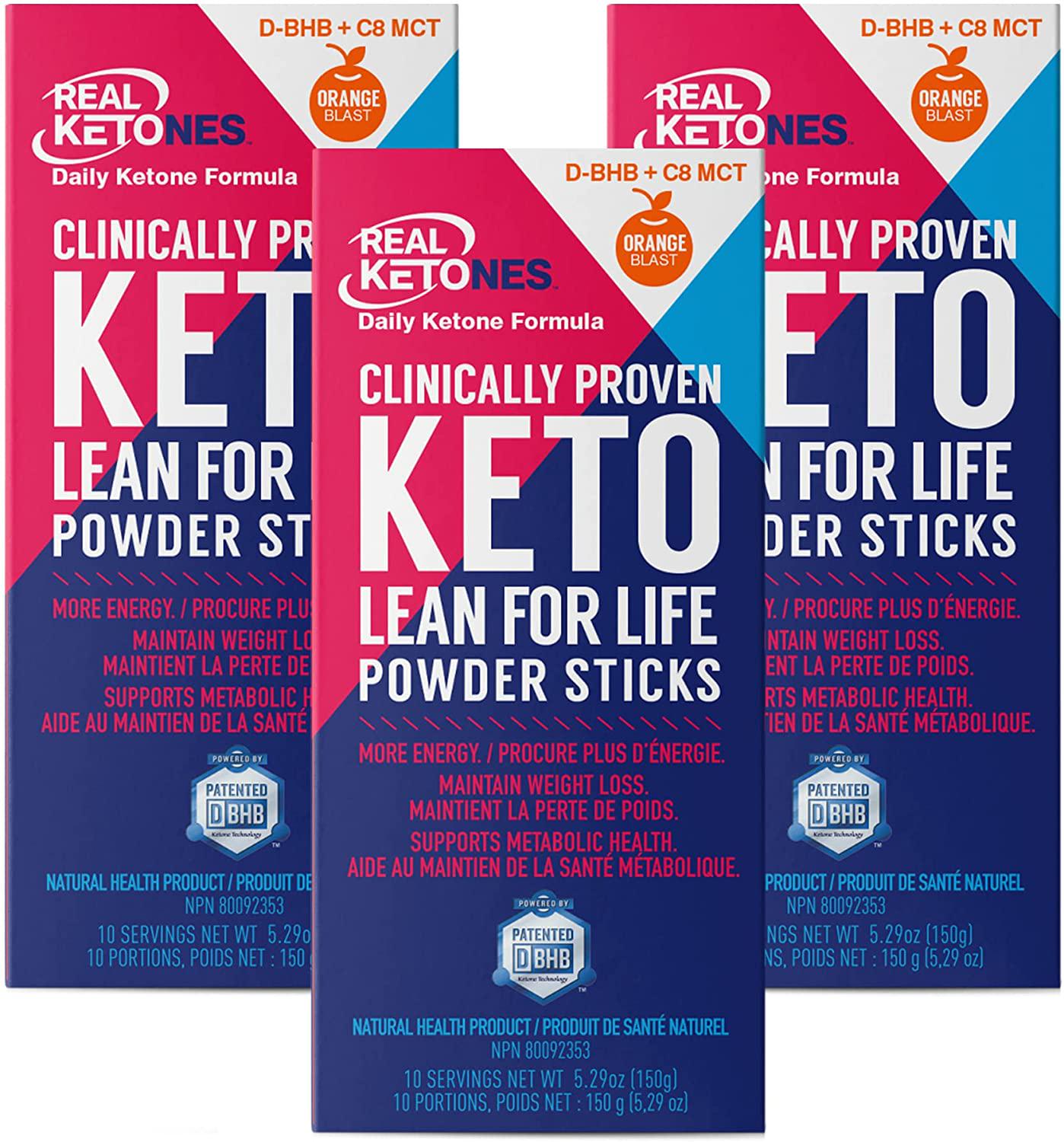 Real Ketones Orange Blast - Exogenous Keto D BHB + MCT + Electrolytes, Drink Mix Powder, 30 Packets, for Rapid Ketosis