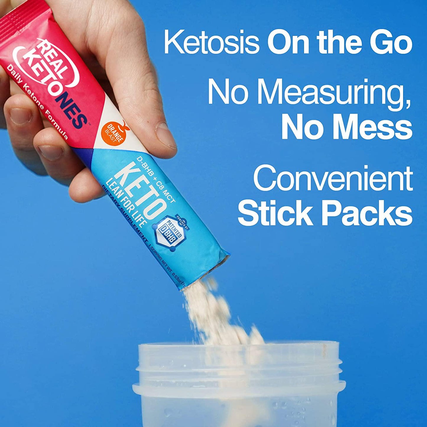 Real Ketones Orange Blast - Exogenous Keto D BHB + MCT + Electrolytes, Drink Mix Powder, 30 Packets, for Rapid Ketosis