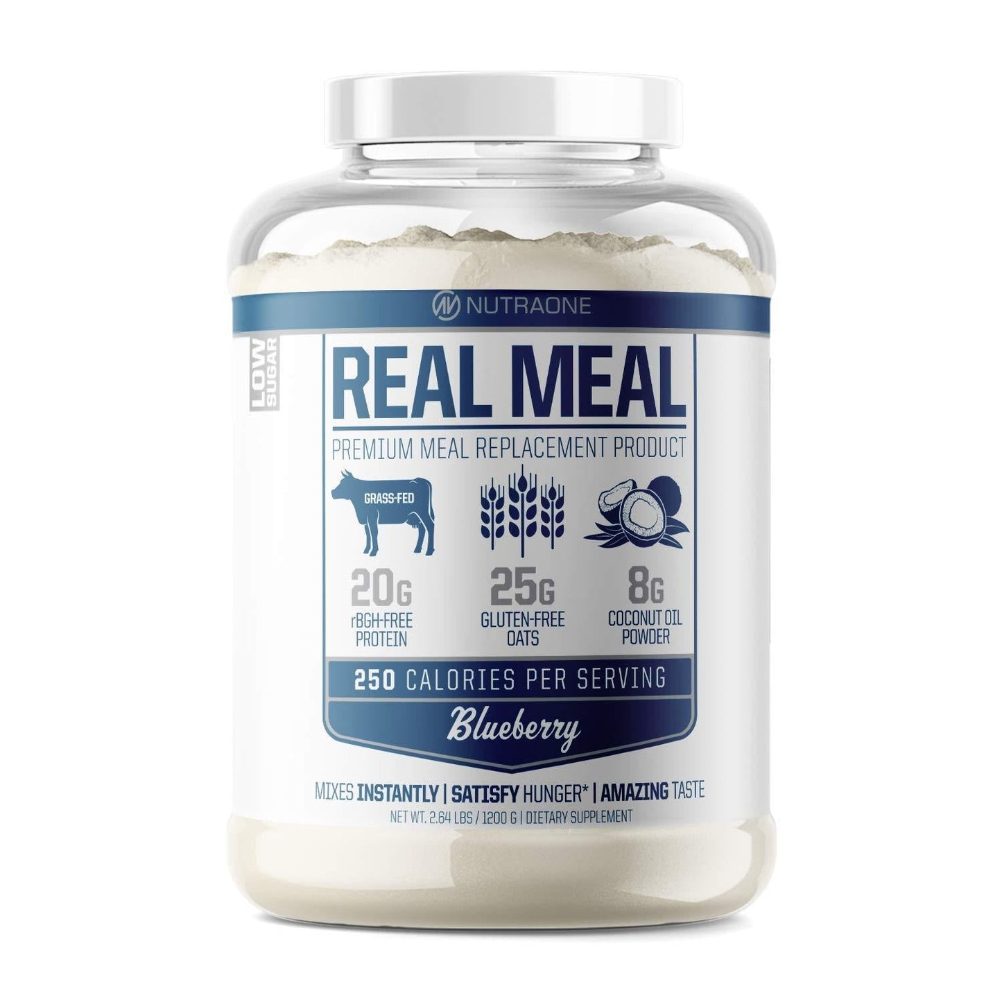Real Meal by NutraOne - Lean Meal Replacement Powder For Weight Loss and Diet | Including Grass-Fed Whey, Coconut Oil and Organic Oats.* (Blueberry 2.6 lbs.)