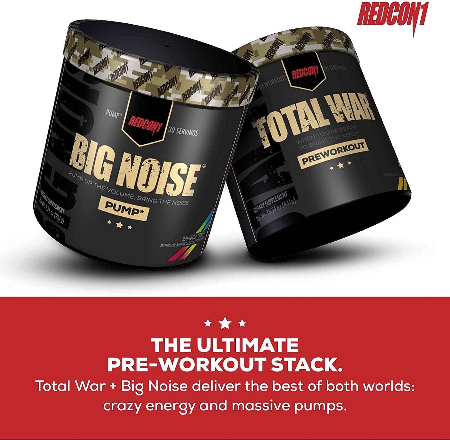 Redcon1 Big Noise Pump Formula (30 Servings) - Non-Stim, Increased Energy and Focus, Vasodilator, Intense Pumps (Unflavored)