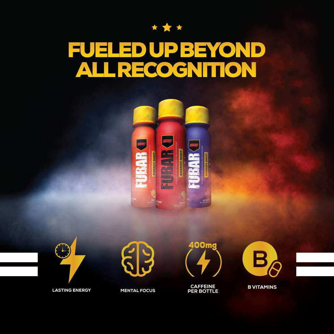Redcon1 - FUBAR Fueled Up Beyond All Recognition - Case of 12 Energy Shots, Lasting Energy, B Vitamins, Increases Mental Focus, 400mg Caffeine (Orange Crush)