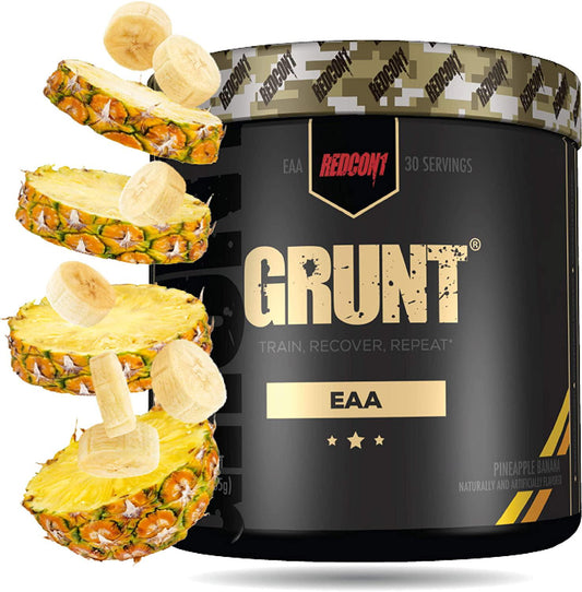 Redcon1 Grunt, EAAs, 30 Servings, Recover Faster, 9 Essential Amino Acids, Complete Protein Source (Pineapple Banana)