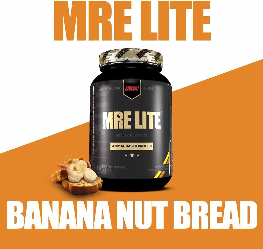 Redcon1 MRE Lite (Banana Nut Bread) 30 Servings, Animal Based Protein, Contains No Whey, No bloating, Keto Friendly, 2G Sugar, 24G Protein Protein Meal Replacement (1.92 lbs)