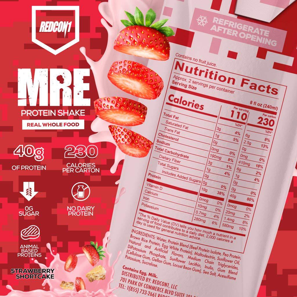Redcon1 - MRE, Ready To Drink, Protein Shake Strawberry Shortcake (Case of 12)