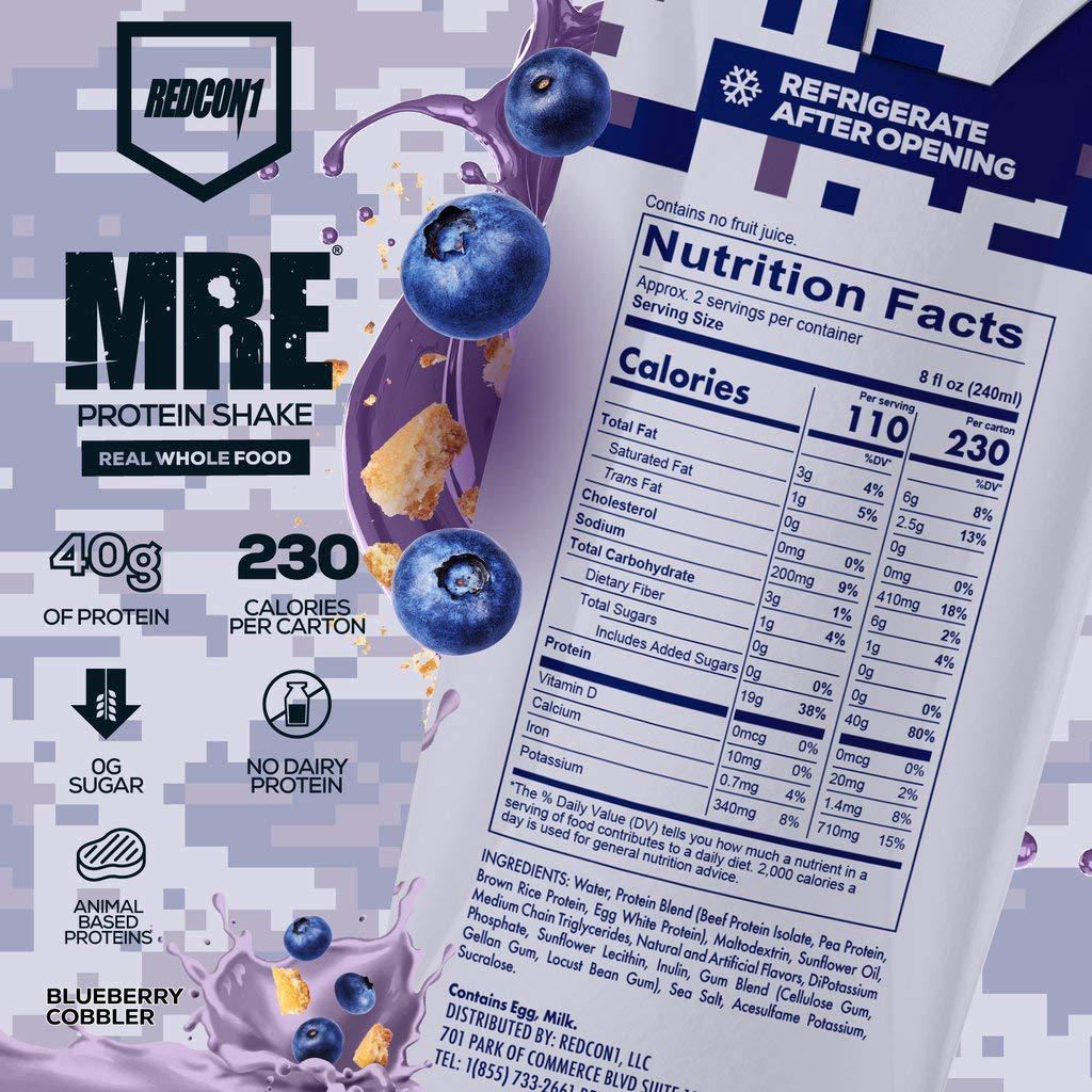 Redcon1 - MRE, Ready to Drink, Protein Shake Blue Berry Cobbler (Case of 12)