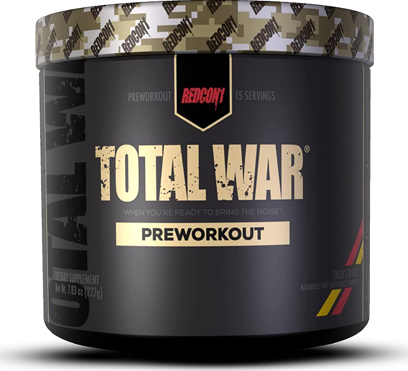 Redcon1 - Total War - Preworkout - All New (15 Servings) Boost Energy, Increased Lasting Endurance, Citrulline Malate, Beta-Alanine, Keto Friendly, (Tigers Blood)
