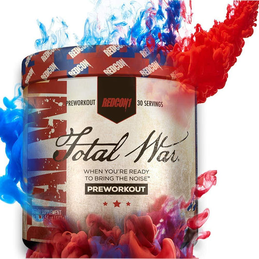 Redcon1 Total War - Pre Workout, 30 Servings, Boost Energy, Increase Endurance and Focus, Beta-Alanine, 350mg Caffeine, Citrulline Malate, Nitric Oxide Booster - Keto Friendly (Patriot)
