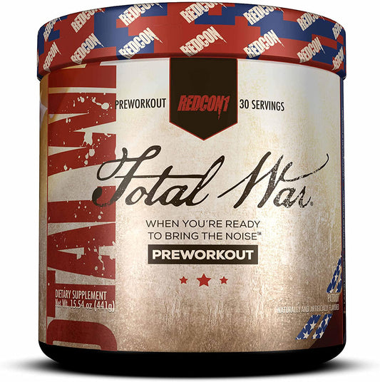 Redcon1 Total War - Pre Workout, 30 Servings, Boost Energy, Increase Endurance and Focus, Beta-Alanine, 350mg Caffeine, Citrulline Malate, Nitric Oxide Booster - Keto Friendly (Patriot)