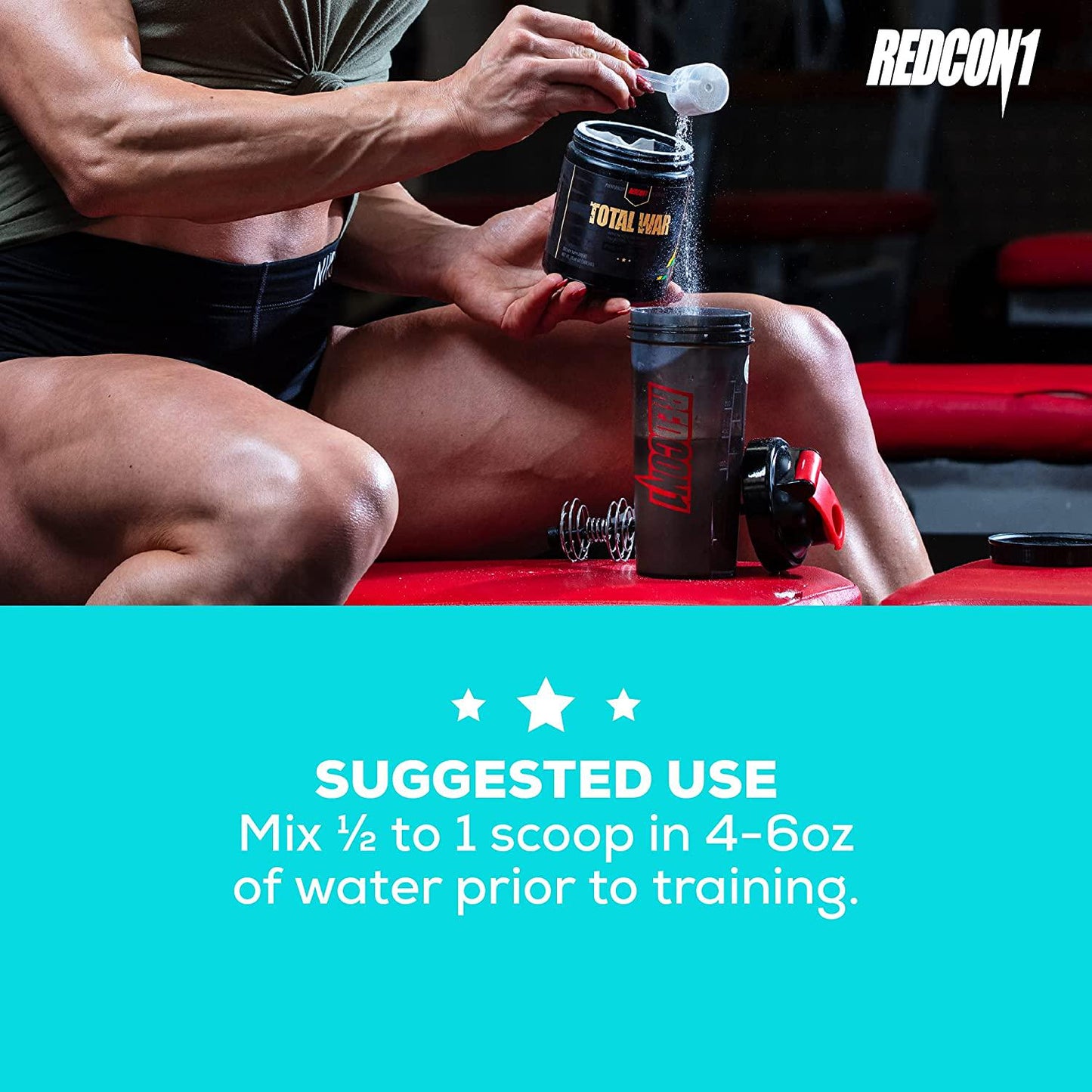 Redcon1 Total War - Pre Workout, 30 Servings, Increase Energy, Increase Endurance and Focus, Beta-Alanine, 350mg Caffeine, Nitric Oxide Booster - Keto Friendly (Rainbow Candy, 30 Servings)