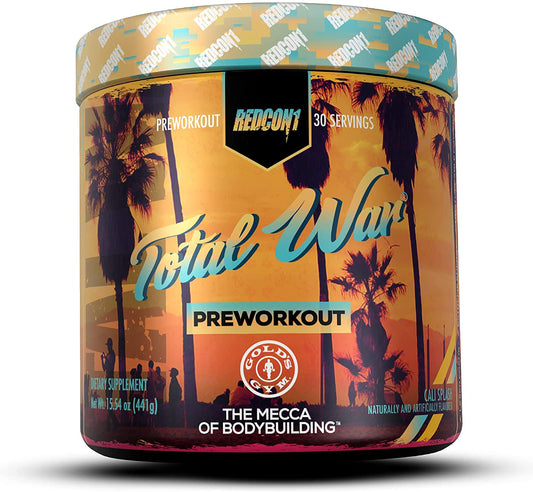Redcon1 Total War - Pre Workout, 30 Servings, (Cali Splash) Boost Energy, Increase Endurance and Focus, Beta-Alanine, 350mg Caffeine, Citrulline Malate, Nitric Oxide Booster - Keto Friendly