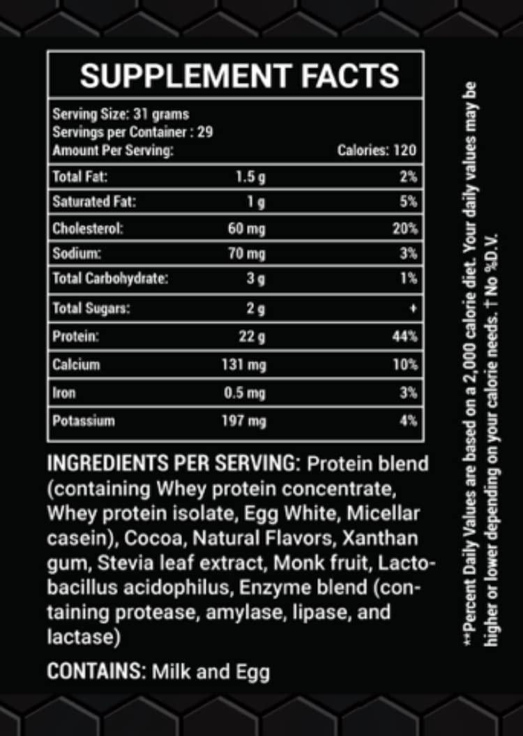 Redline Protein Powder - Chocolate - Whey Protein Concentrate, Isolate, Casein, and Eggs. Soy Free