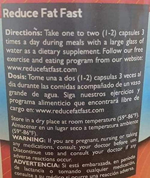 Reduce Fat-Fast Natural Weight Loss Dietary Supplement. Appetite Suppressant and Fat Burner for Women and Men (2 Months supply/180 Capsules)