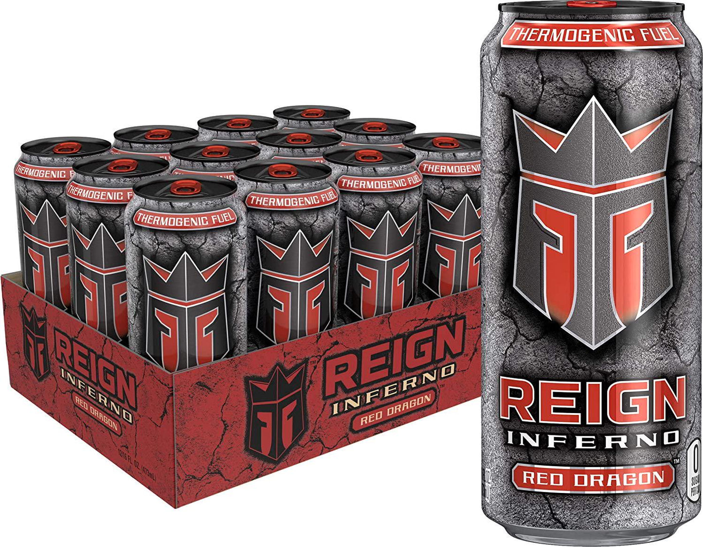 Reign Inferno Thermogenic Fuel Fitness and Performance Drink 16 Ounce Pack of 12, Red Dragon, 192 Fl Oz and Total Body Fuel, Lilikoi Lychee, Fitness and Performance Drink, 16 Fl Oz (Pack of 12)