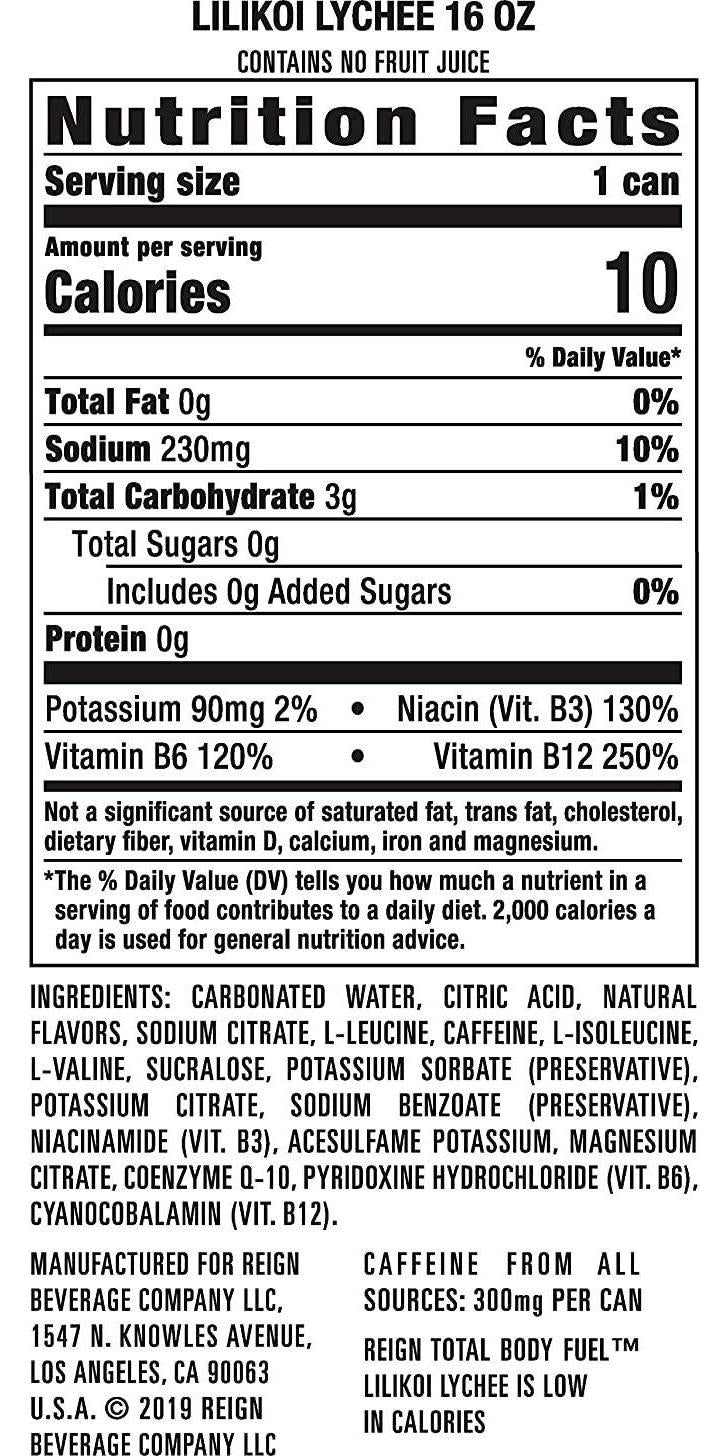 Reign Inferno Thermogenic Fuel Fitness and Performance Drink 16 Ounce Pack of 12, Red Dragon, 192 Fl Oz and Total Body Fuel, Lilikoi Lychee, Fitness and Performance Drink, 16 Fl Oz (Pack of 12)