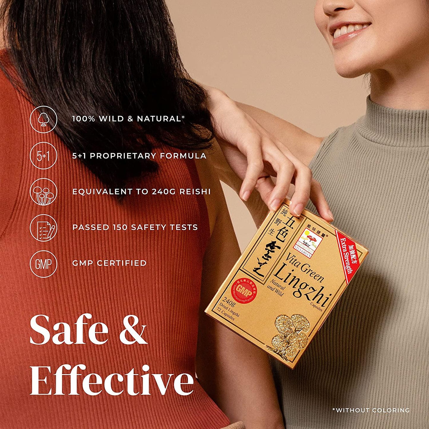 Reishi Lingzhi Mushroom Herbal Capsules, 100% Nature Pure Vegan Fungus Supplement Kidney Immune System Circulation Energy for Adults - 72 Capsules