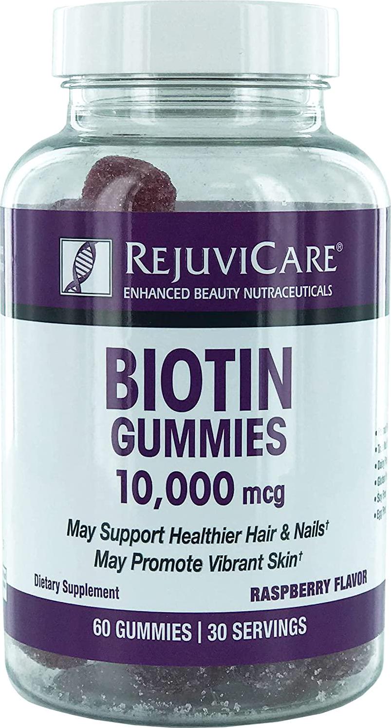 Rejuvicare Biotin Gummies 10,000mcg for Beautiful Hair, Skin and Nails, 30 servings