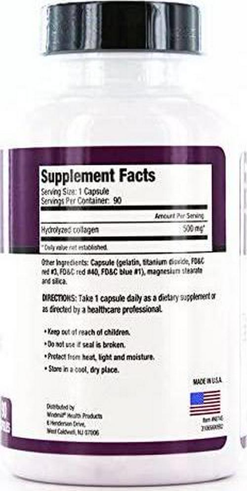 Rejuvicare Super Collagen Capsules for Beauty, Healthy Joints, Hair, Skin, and Nails, 90 servings