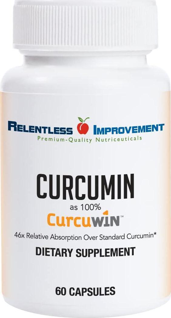 Relentless Improvement CurcuWin Curcumin Relative Absorption 46x Over Standard Curcumin No Black Pepper