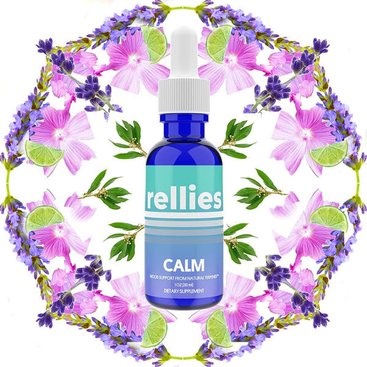 Rellies Natural Calm Mood Support Drops To Put Stress and Anxiety to Bed (30 Servings) Natural Terpenes    