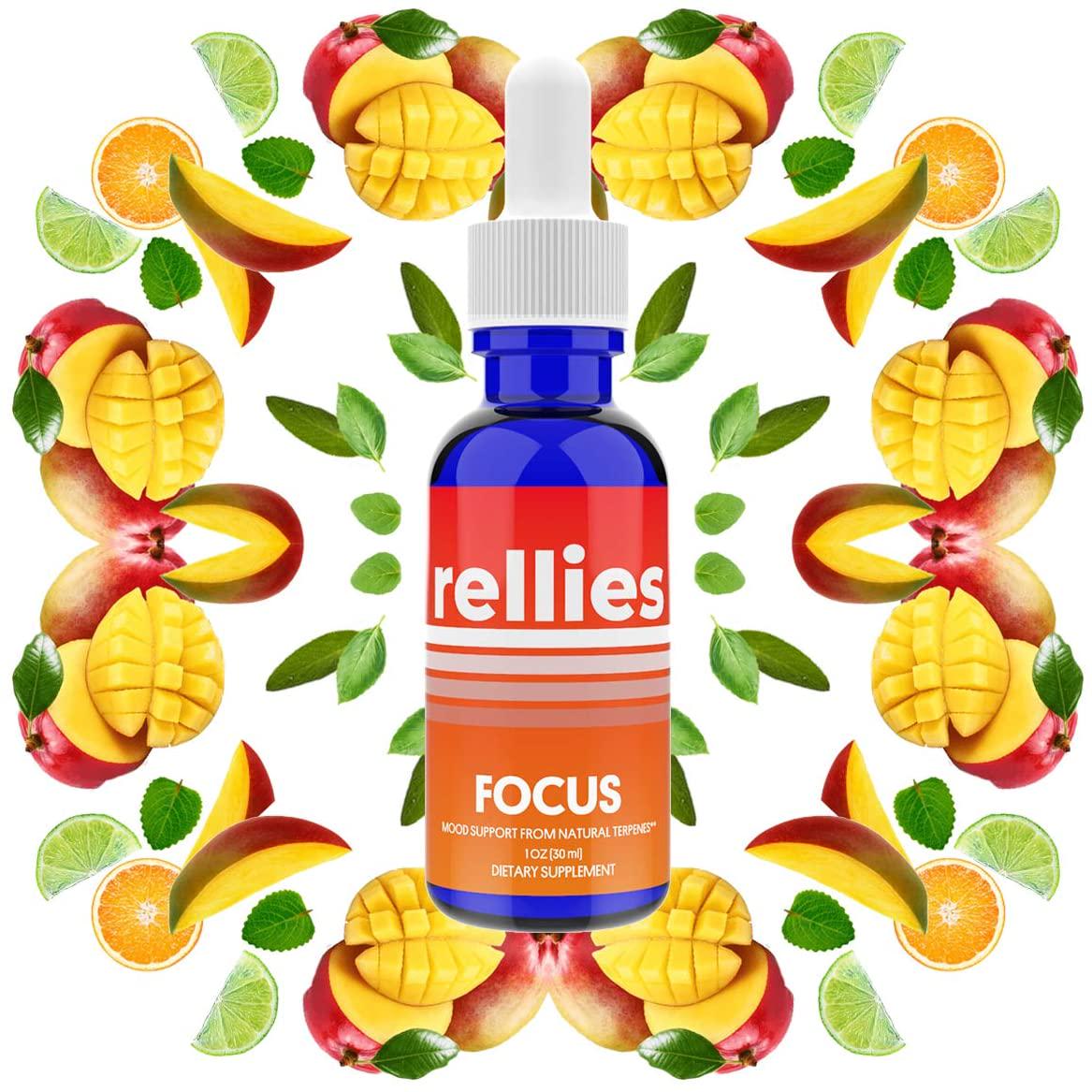 Rellies Natural Focus Mood Support Drops for Transformation Into a Deity of Superhuman Focus, Memory, and Energy | Naturally Derived Terpenes | Ready to Use: No Calculating Dilution (30 Servings)