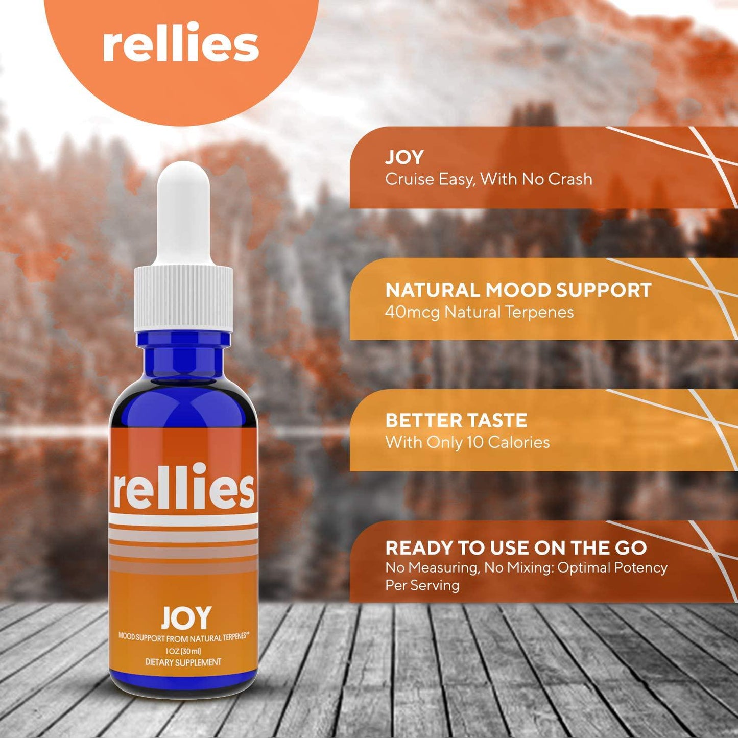 Rellies Natural Joy Mood Support Drops for Permanent Residence on Cloud Nine (30 Servings) Natural Terpenes
