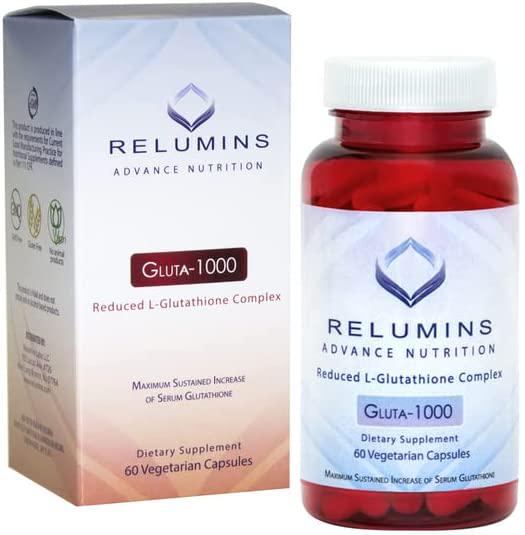 Relumins Advance Nutrition Gluta 1000 - Reduced L-Glutathione Complex - 2X More Effective Than Jarrow at Raising Serum Glutathione