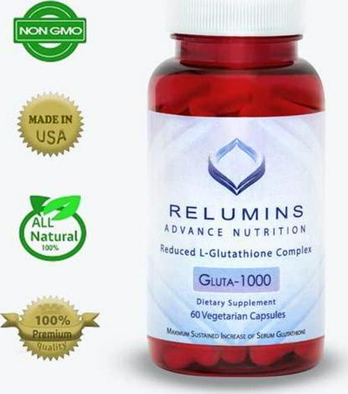 Relumins Advance Nutrition Gluta 1000 - Reduced L-Glutathione Complex - 2X More Effective Than Jarrow at Raising Serum Glutathione
