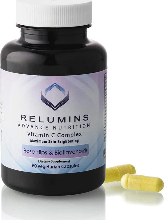 Relumins Advance Vitamin C - MAX Skin Whitening Complex With Rose Hips and Bioflavonoids - 60 Capsules (1 Month Supply) - New Smaller Bottle!