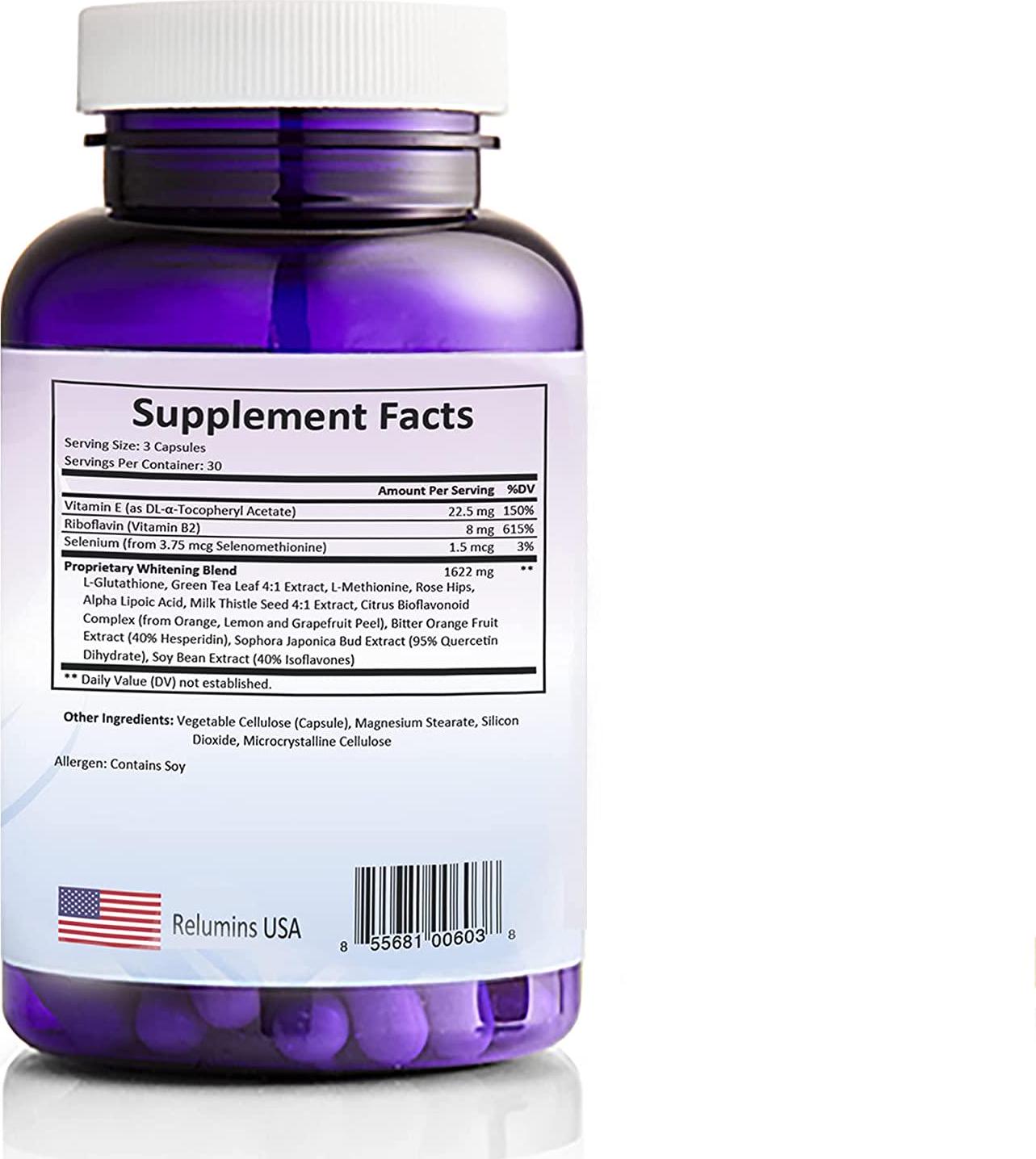 Relumins Advance White 1650mg Glutathione Complex L-Glutathione Booster, 225mg of Alpha Lipoic (1)