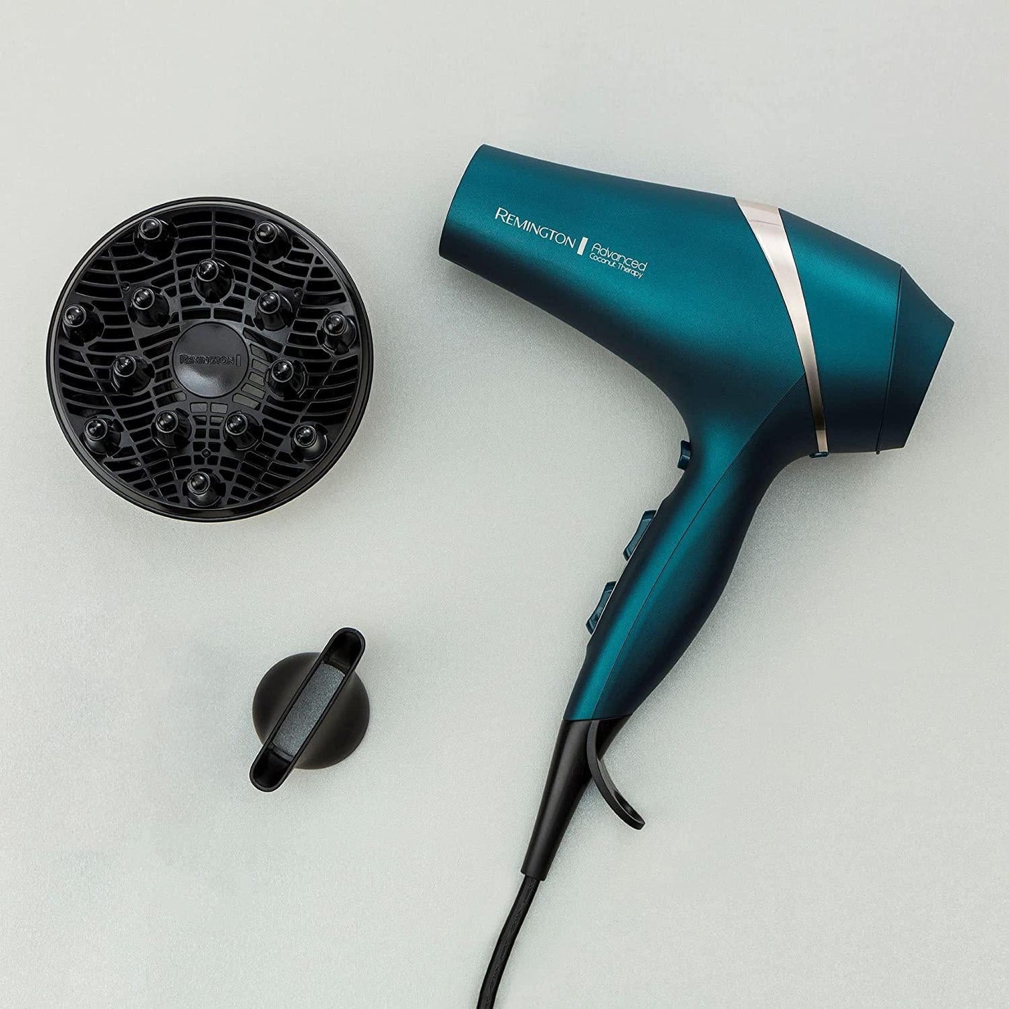 Remington Advanced Coconut Therapy Hair Dryer, AC8648AU, 2300W Salon Performance, Integrated Heat Sensor Helps Protect Hair, Ionic Conditioning for a Frizz-Free Shine, With Concentrator and Diffuser