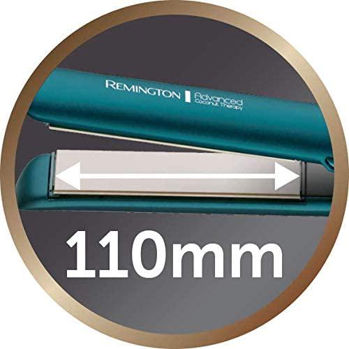 Remington Advanced Coconut Therapy Ceramic Hair Straightener - Salon Performance 110 mm Hair Straighteners with Integrated Temperature Sensor - S8648